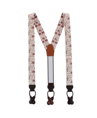 Men's Day At The Office Novelty Silk Button End Suspenders