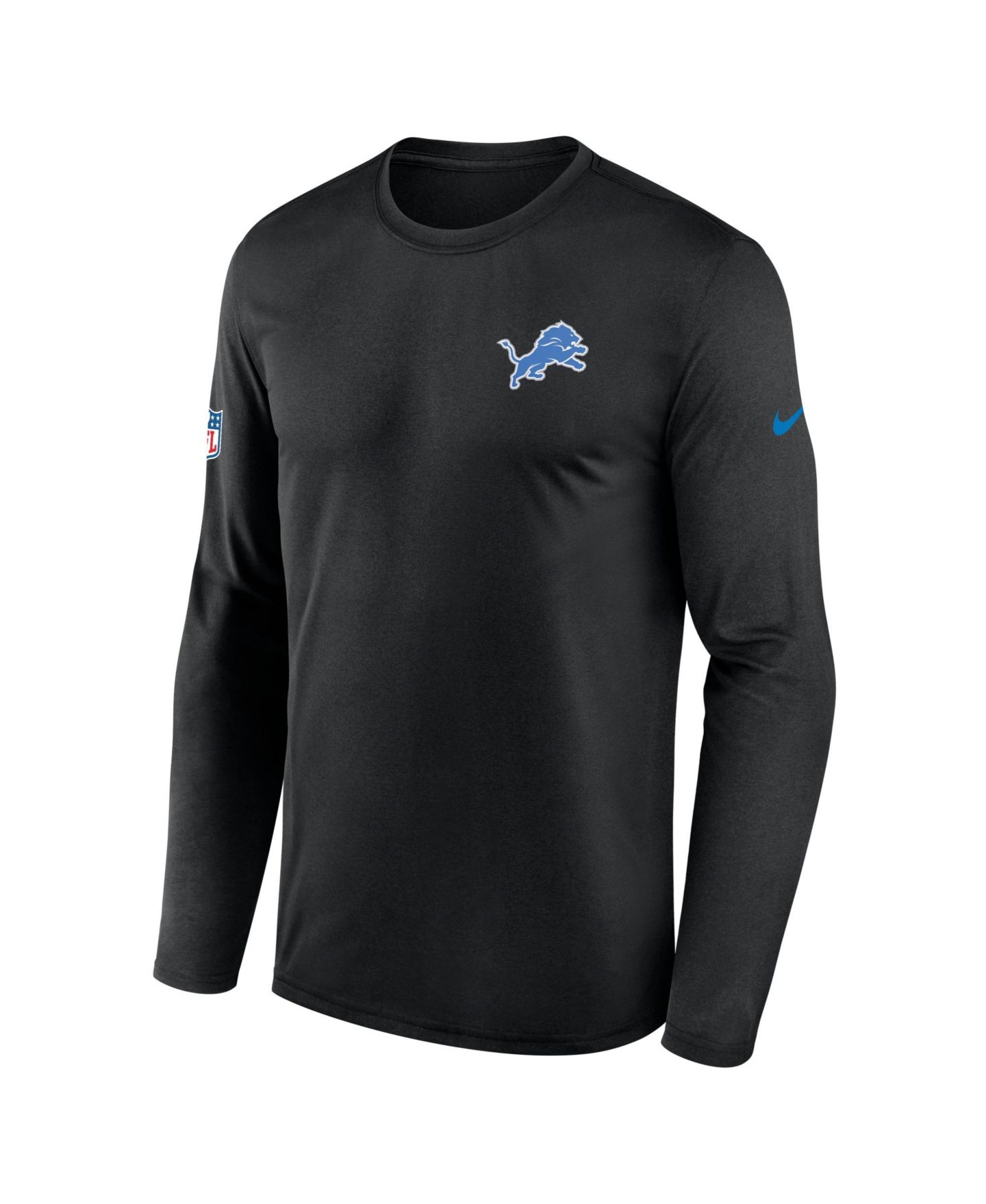 Мужская футболка Nike Black Detroit Lions Sideline Small Logo Legend Dri-FIT Long Sleeve — фото 2