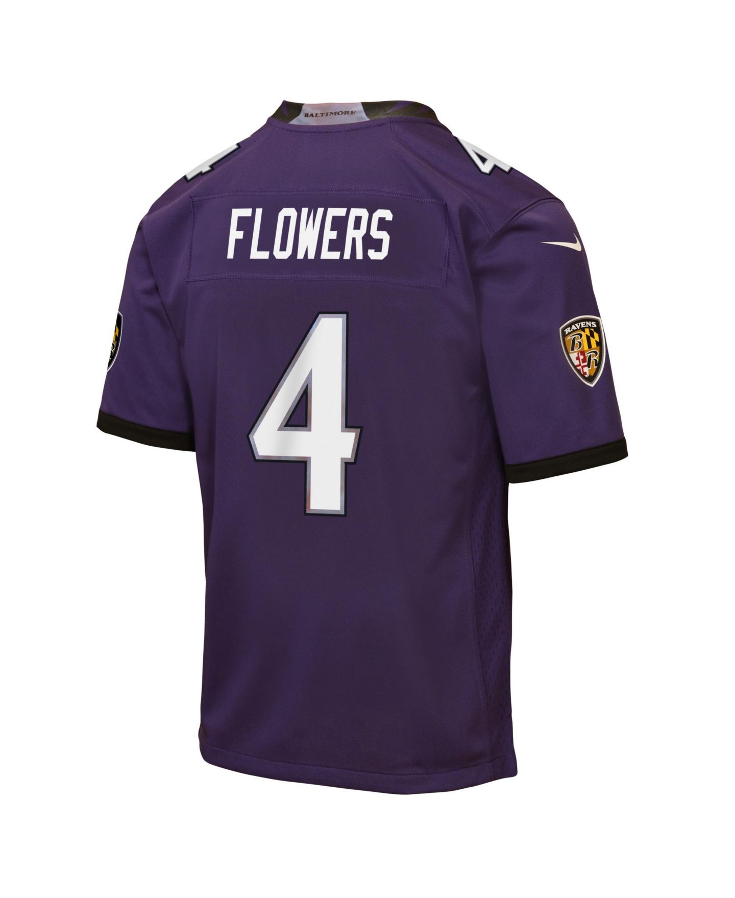 Детское джерси Nike Big Boys and Girls Zay Flowers Purple Baltimore Ravens Game Jersey — фото 3