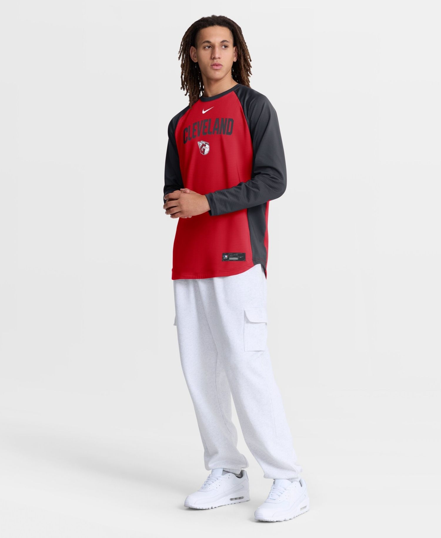 Men's Red Cleveland Guardians Authentic Collection Raglan Dri-FIT Sweatshirt
