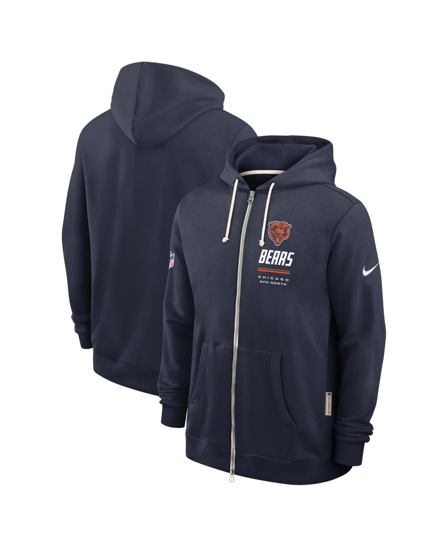 Men's Navy Chicago Bears Sideline Standard Issue Dri-FIT Full-Zip Hoodie