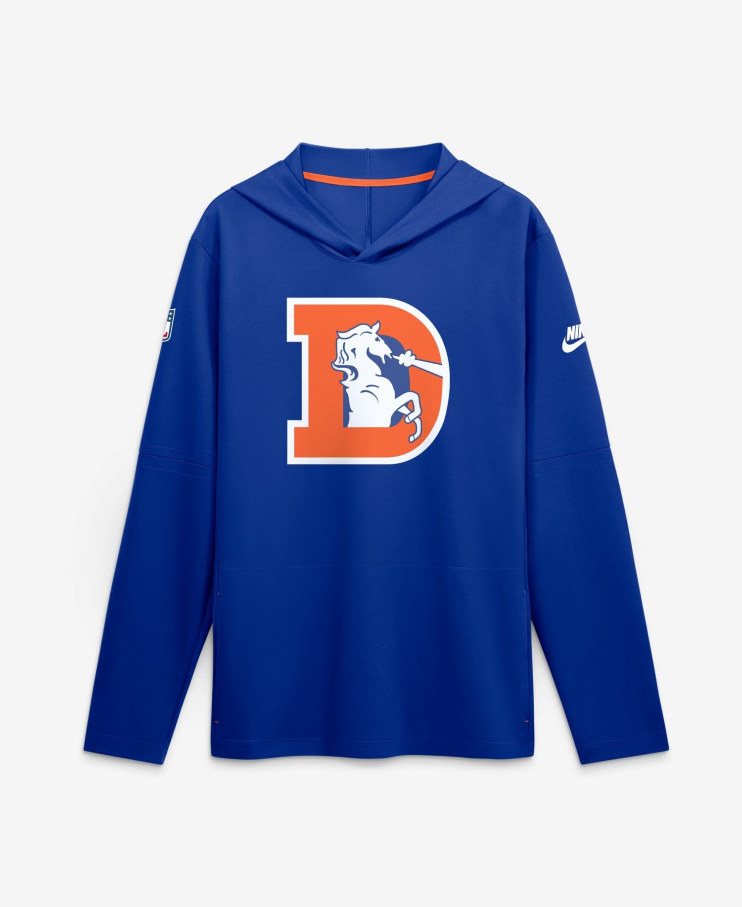 Men's Royal Denver Broncos Sideline Dri-FIT Long Sleeve Hooded T-Shirt