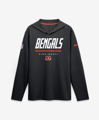 Men's Black Cincinnati Bengals Sideline Lightweight Long Sleeve Dri-FIT Hoodie