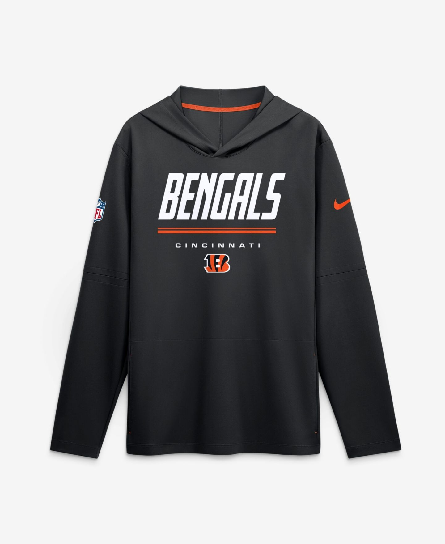 Мужское худи Nike Black Cincinnati Bengals Sideline Lightweight Long Sleeve Dri-FIT — фото 1
