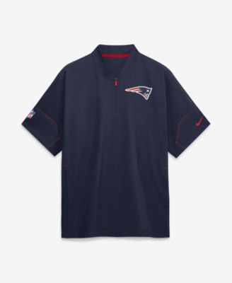 Men's Navy New England Patriots Sideline Short Sleeve Quarter-Zip Coaches Jacket