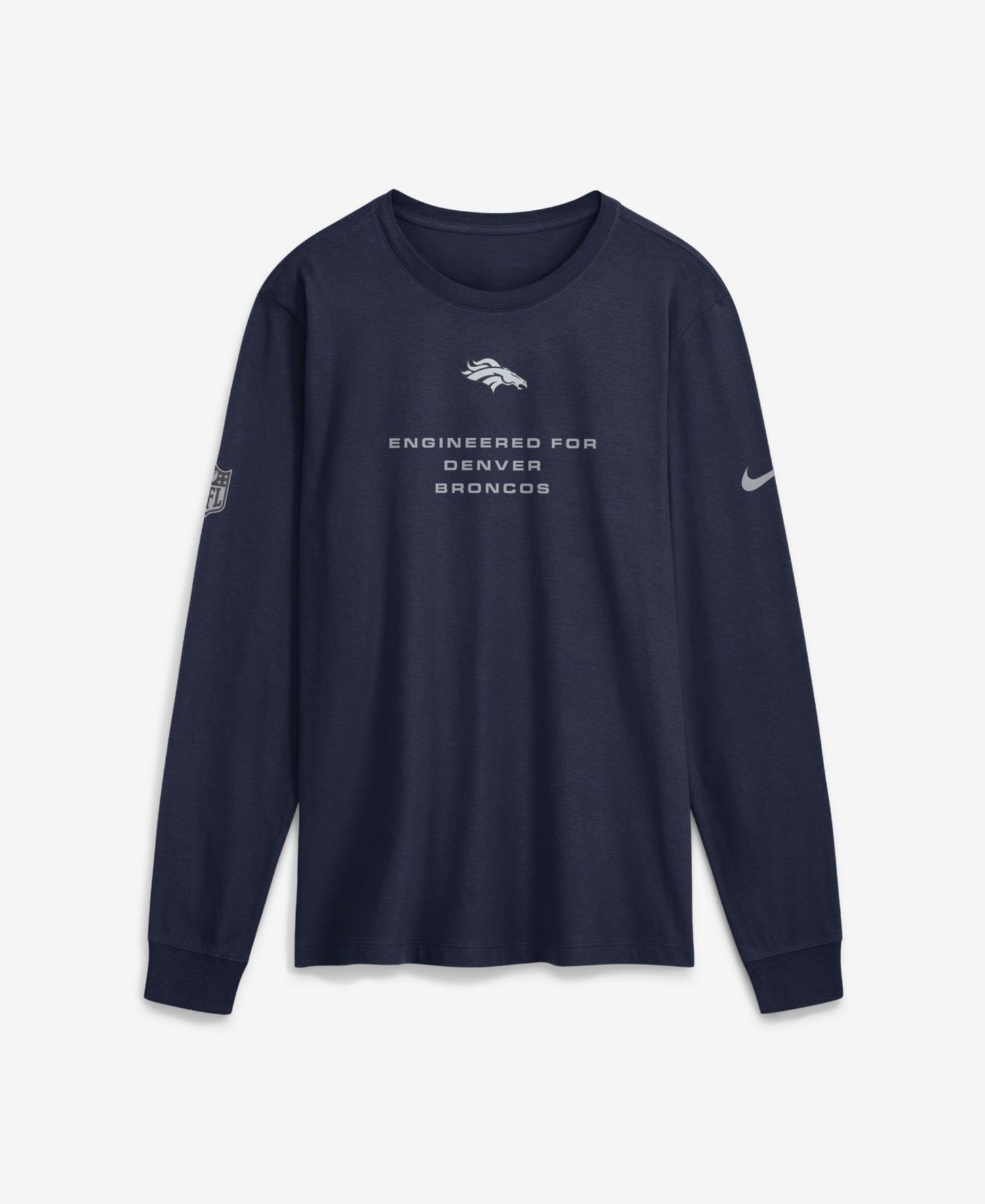 Men's Navy Denver Broncos Sideline Bold Arch Star Dri-FIT Long Sleeve T-Shirt