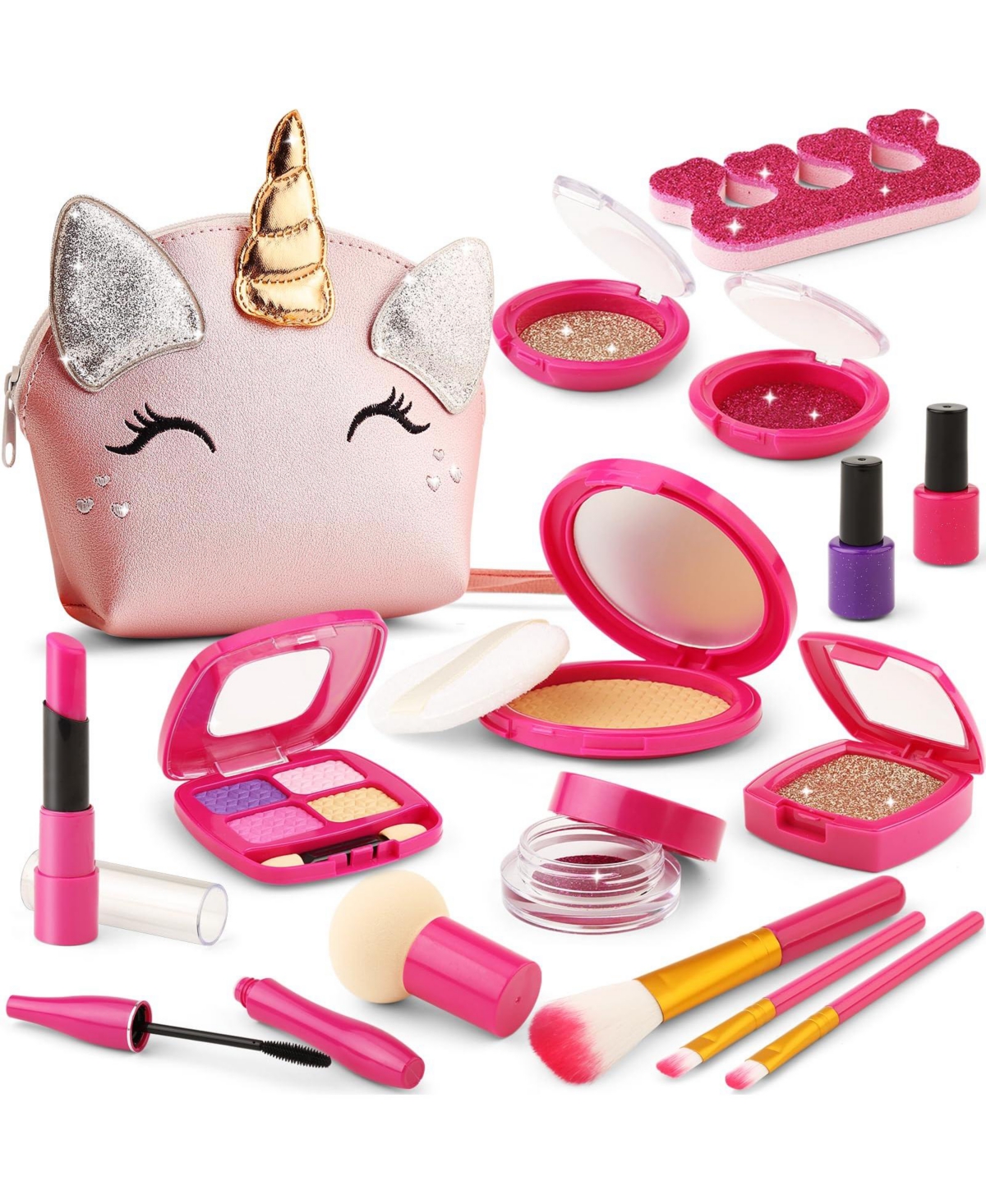 Gnuadz Pretend Makeup Kit Birthday Gift Girl Play Set Purse Accessories - Red