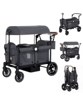 Baby All-Terrain Wagon Stroller for Two with Canopy, Snack Tray, Storage and Shock-Absorbing Wheels
