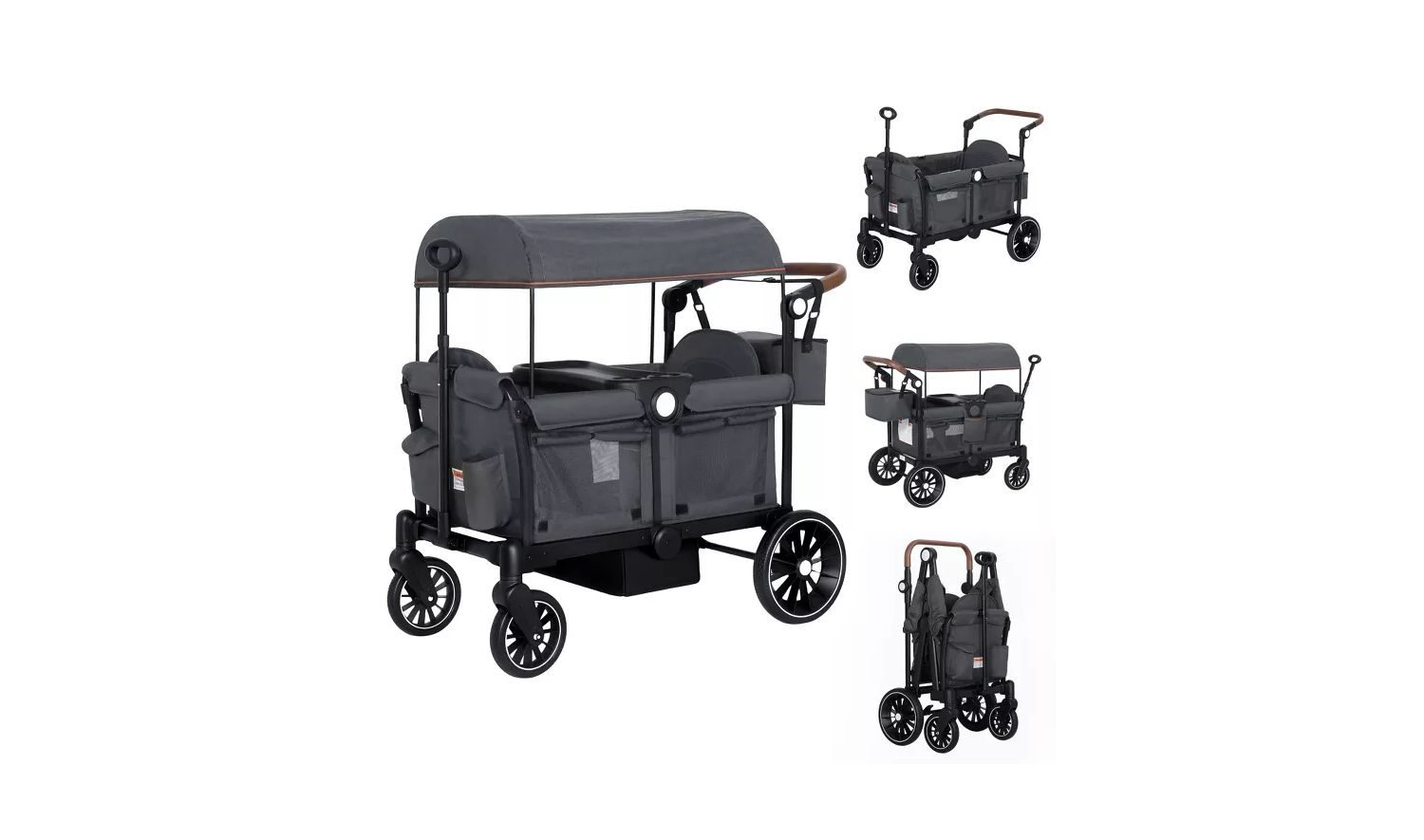 Baby All-Terrain Wagon Stroller for Two with Canopy, Snack Tray, Storage and Shock-Absorbing Wheels