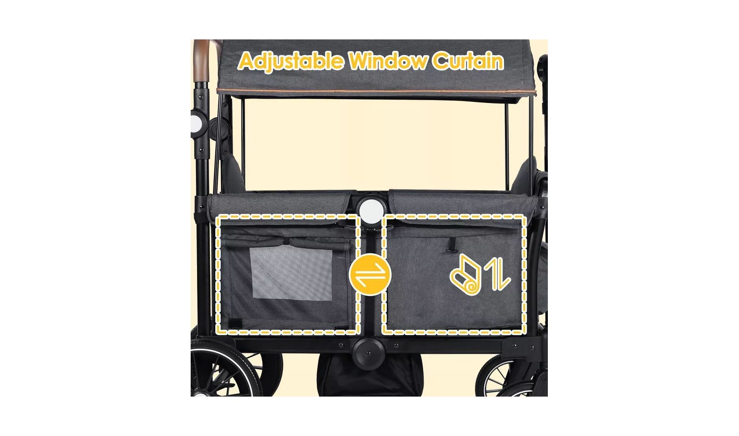 Baby All-Terrain Wagon Stroller for Two with Canopy, Snack Tray, Storage and Shock-Absorbing Wheels