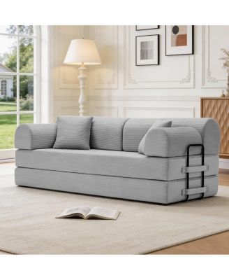 78.74'' Corduroy Convertible Sleeper Sofa Bed, 3 Seater, Floor Sofa