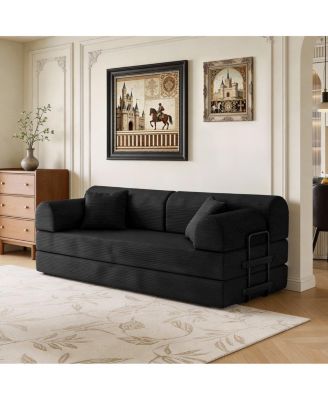 78.74'' Corduroy Convertible Sleeper Sofa Bed, 3 Seater, Floor Sofa