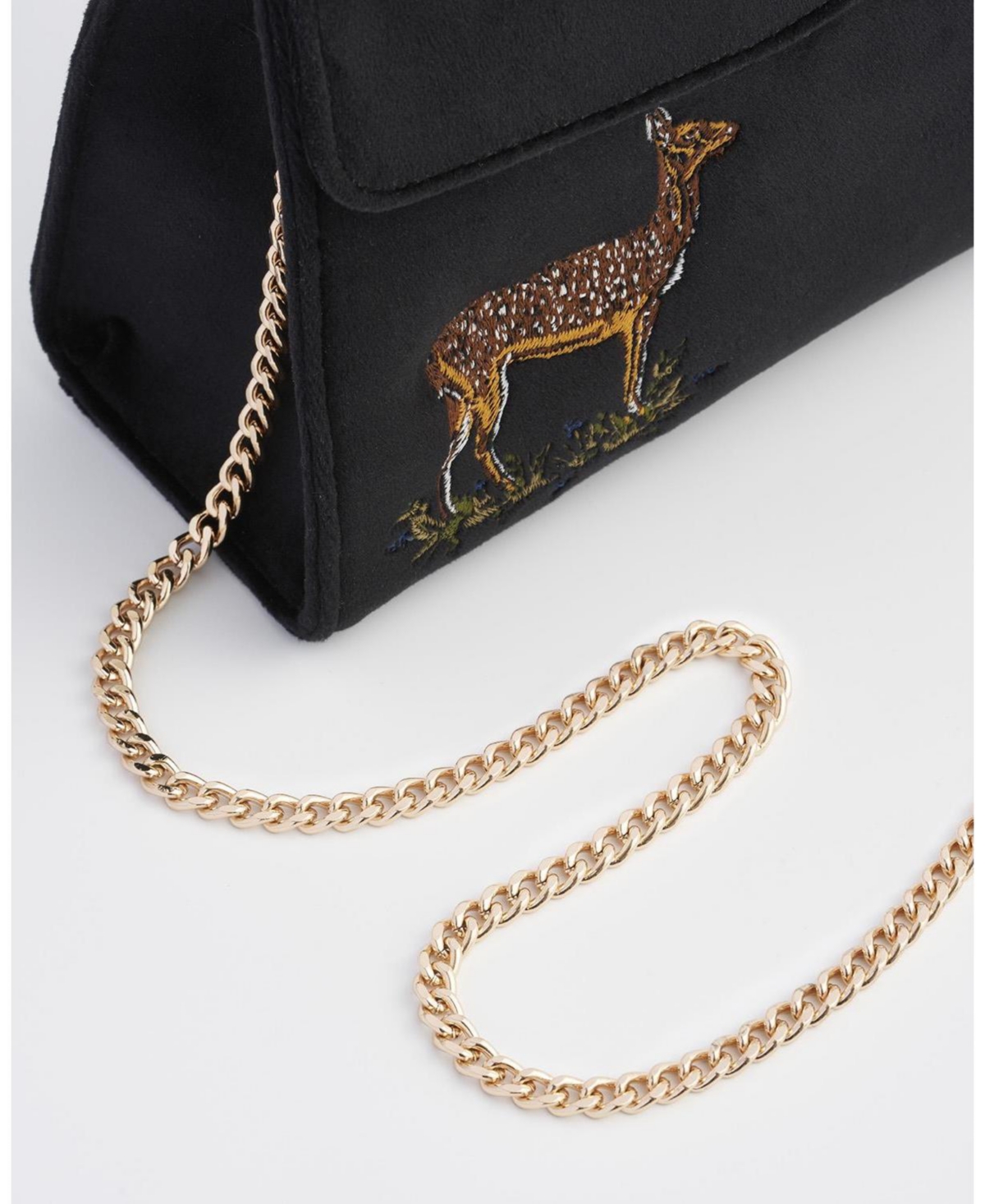 Fable England Deer And Moon Embroidered Velvet Tote