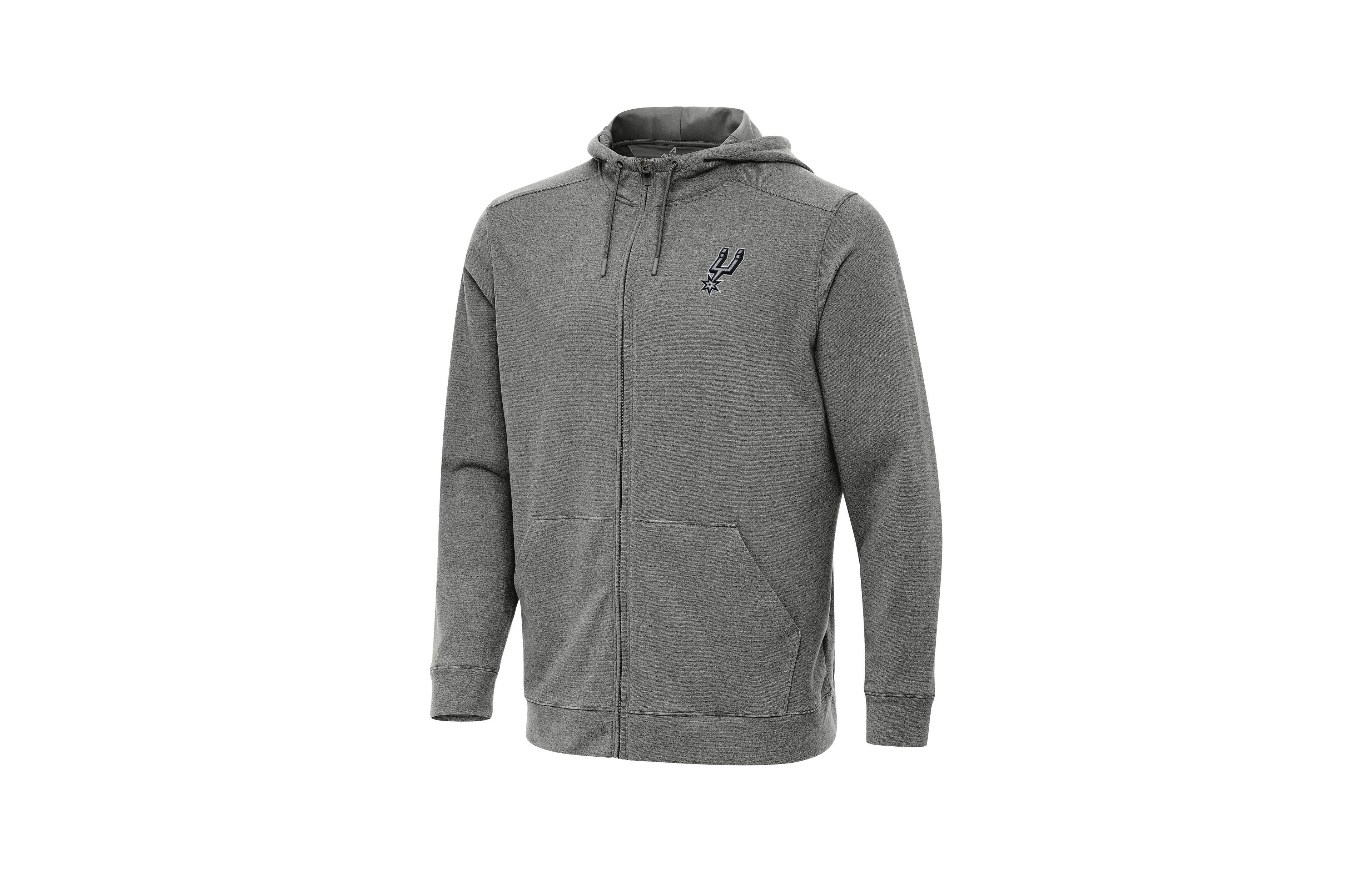 Antigua Men's Heather Charcoal San Antonio Spurs Effortless Full-Zip Hoodie Jacket