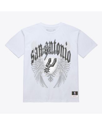 Men's Mitchell Ness White San Antonio Spurs Old English Classic T-Shirt