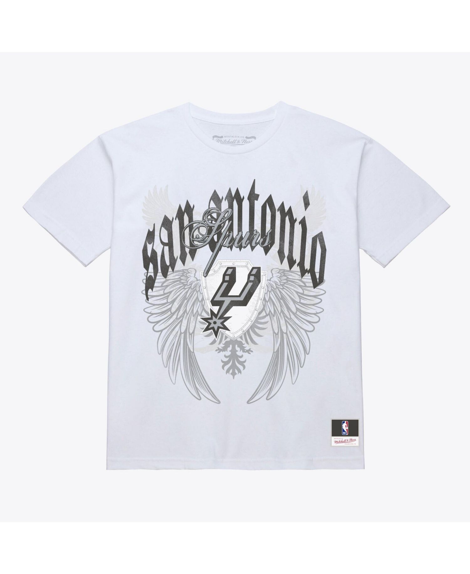 Men's Mitchell Ness White San Antonio Spurs Old English Classic T-Shirt