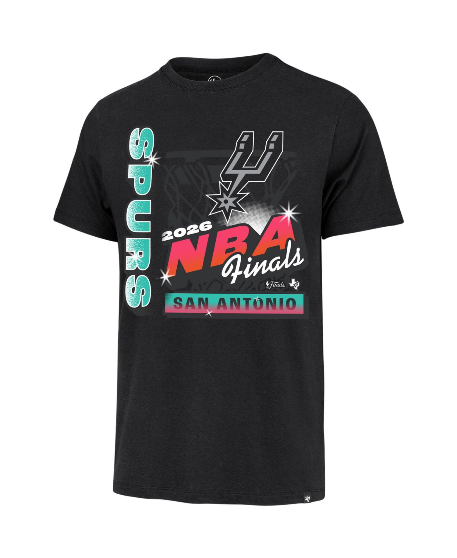 Men's Black San Antonio Spurs 2026 NBA Finals Franklin Fiesta T-Shirt
