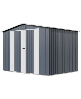 Outdoor Storage Shed, Metal Garden Tool Shed with Lockable Door & Vents, Weatherproof Backyard Storage Shed for Tools & Lawn Equipment Storage