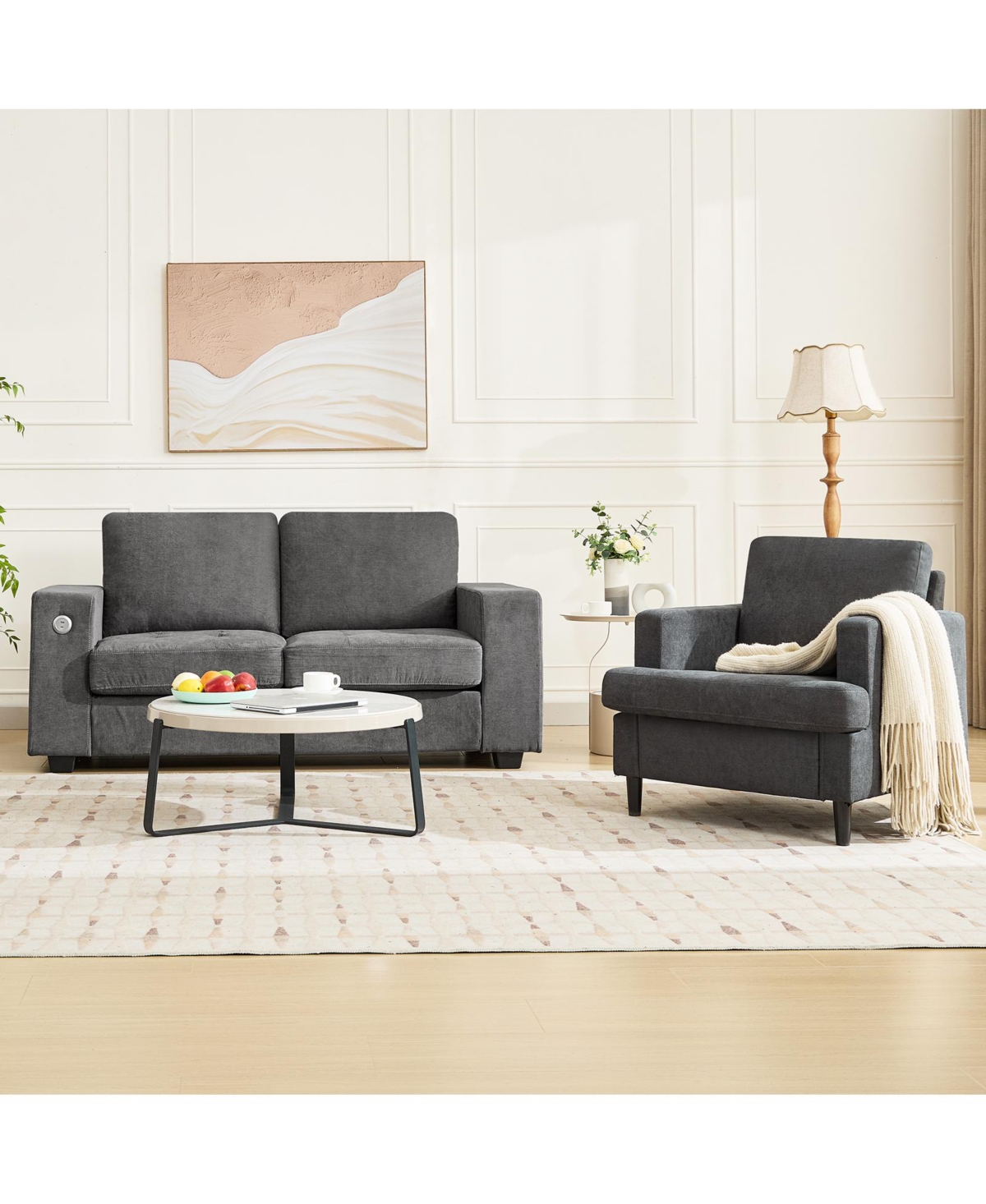gaomon Modern-style single armchair for the living room with a soft backrest linen-upholstered corner suitable bedrooms and offices