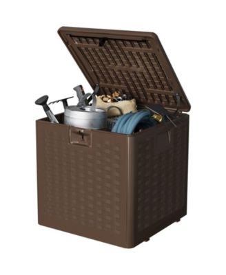 Gallon Outdoor Storage Box, Lockable UV Resistant Storage Chest, Large Waterproof Resin Patio Storage Bin, Suitable for Patio, Garden