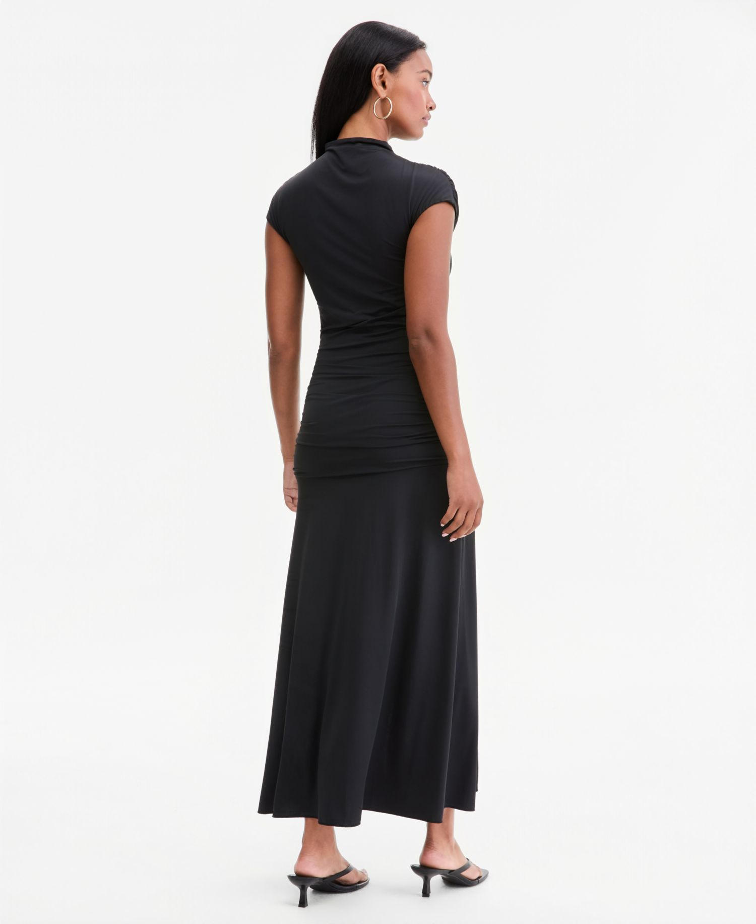 Women's Ruched Cap-Sleeve Midi Dress
