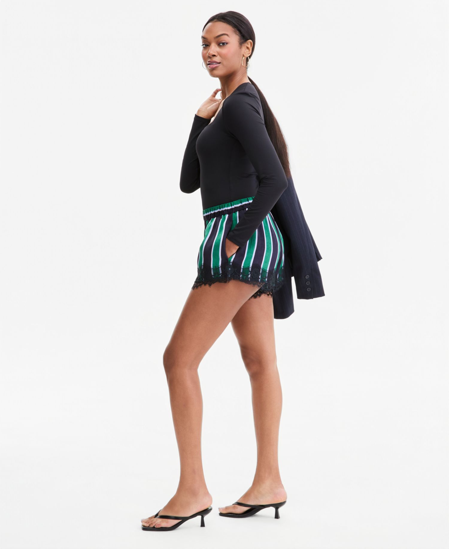 Women's Lace-Trim Satin Shorts