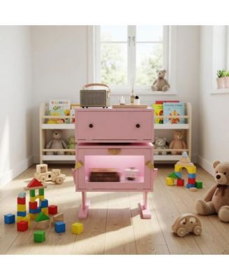20.7"W LED Nightstand w/ 360 Degree Rotating Drawer in Robot Design