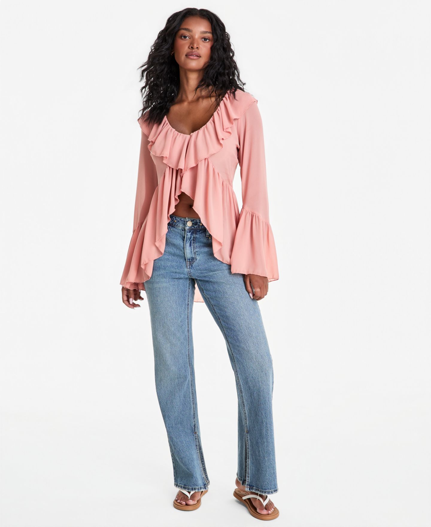 Женская блузка And Now This Chiffon Ruffle Tunic Blouse, цвет: Глиняный — фото 2