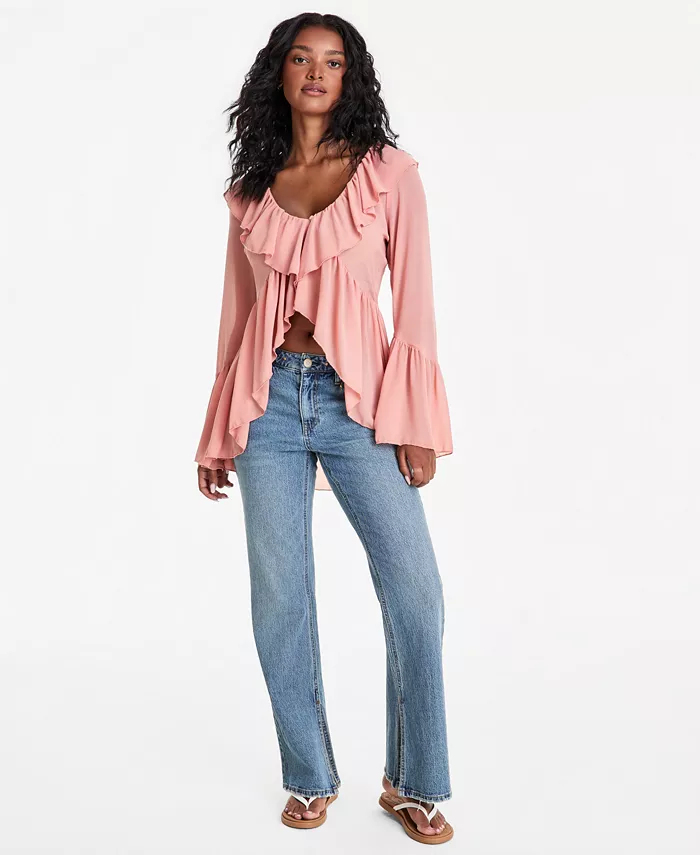 Women's Chiffon Ruffle Tunic Blouse - thumbnail 2