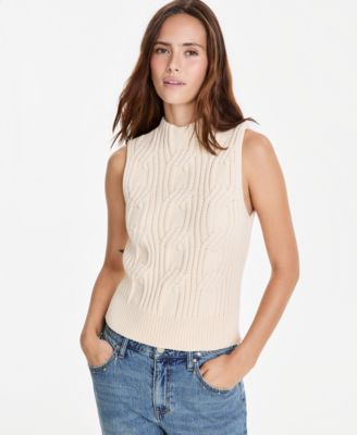 Women's Cable-Knit Mock-Neck Shell