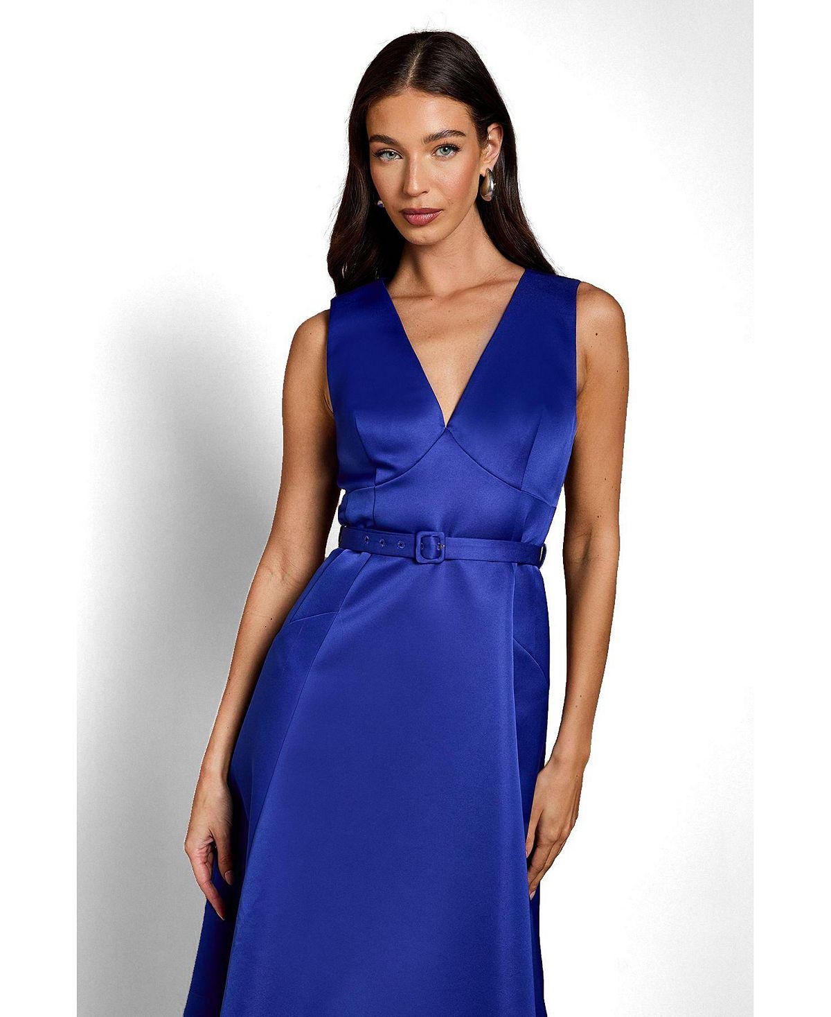 Coast Women's V-Neck Satin Midi Dress view 2 — MAYCSS fashion products