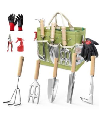 Garden Tools Set 9-Piece Heavy Duty Stainless Steel Kit With Tote Bag