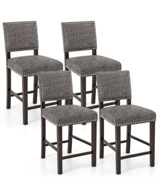 4 Piece Upholstered Bar Stools 26 Inch Counter Height Chairs with Sponge Cushions