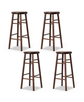 Set of 4 29'' Swivel Bar Stools with Backless Design Footrests and Strong Crossbars