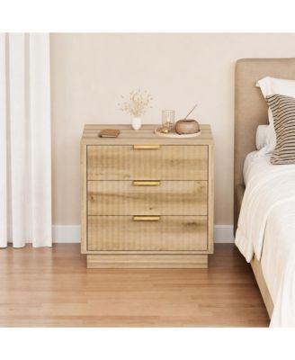 3 Drawer Dresser, 23 Inch Wood Chest of Drawers with Metal Handles for Bedroom or Living Room, Spacious Bedside Table and End Table