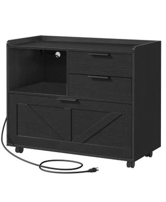 Lateral File Cabinet with Power Charging Station, Letter and A4 Storage