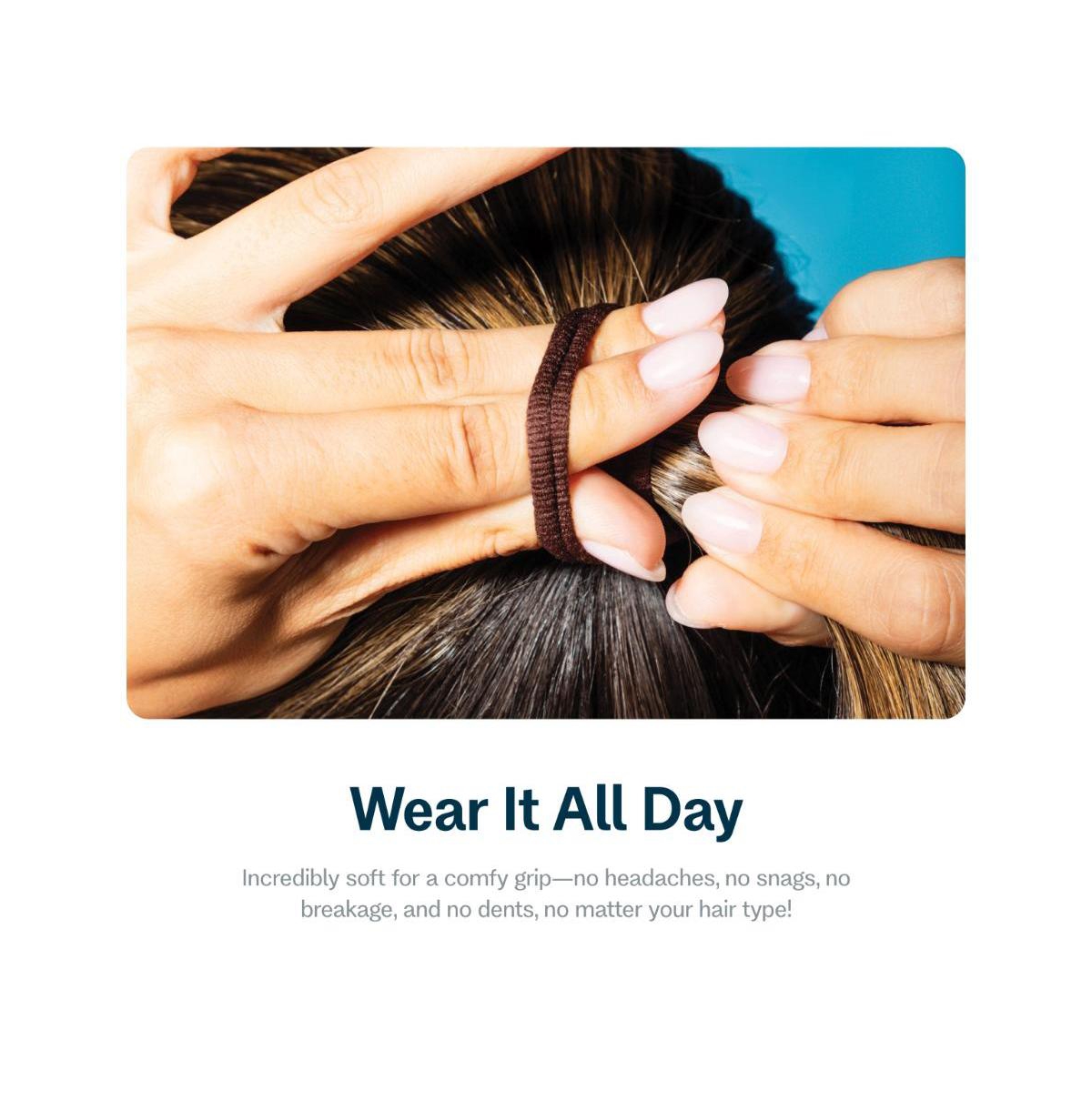 Gimme Beauty Low Profile Hair Bands - Gentle, No-Snag Elastic Ties for Fine and Thick Locks - Non-Slip Seamless Ponytail Holders