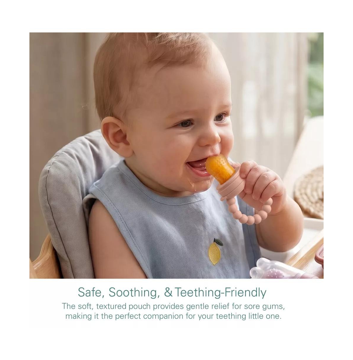 Sperric Baby Teething Popsicle Set, Baby Ice-Popsicle Mold Silicone Baby Fruit Feeders with Freezer Tray, Bpa-Free, Dishwasher Safe, Freezer Safe