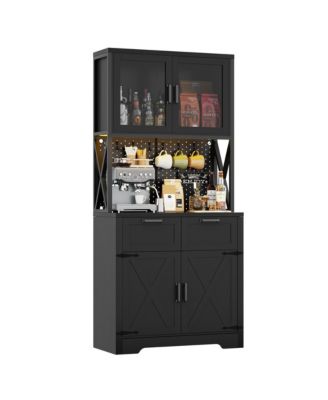 71" Tall Farmhouse Kitchen Storage Cabinet with Door and Drawers