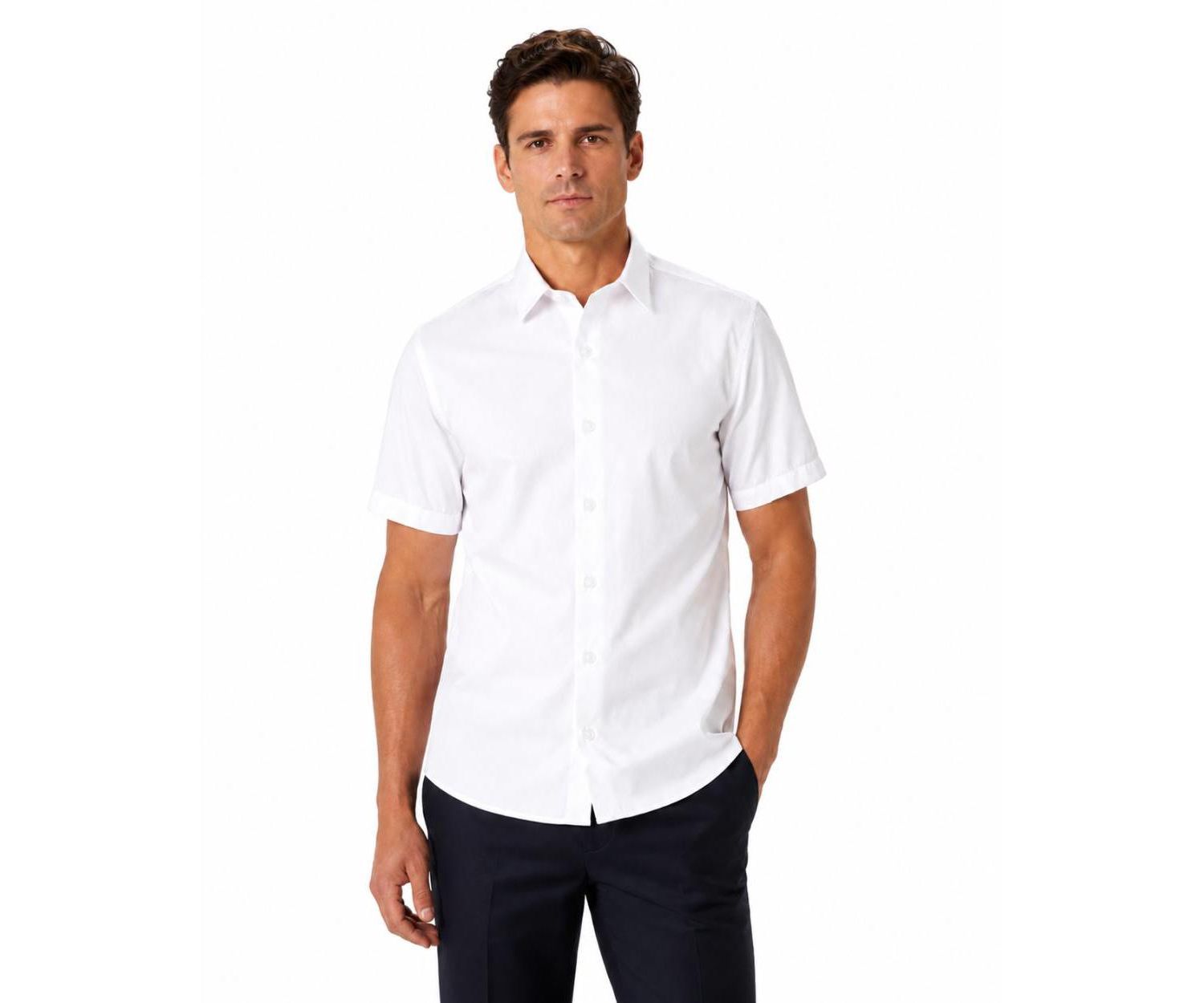 Men's Slim Fit Tone-On-Tone Short Sleeve Shirt