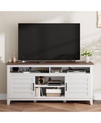 TV Stand for 63 Inch, Entertainment Center with Adjustable Shelves, Farmhouse TV Stand with Cabinet Doors ,for Living Room, Bedroom