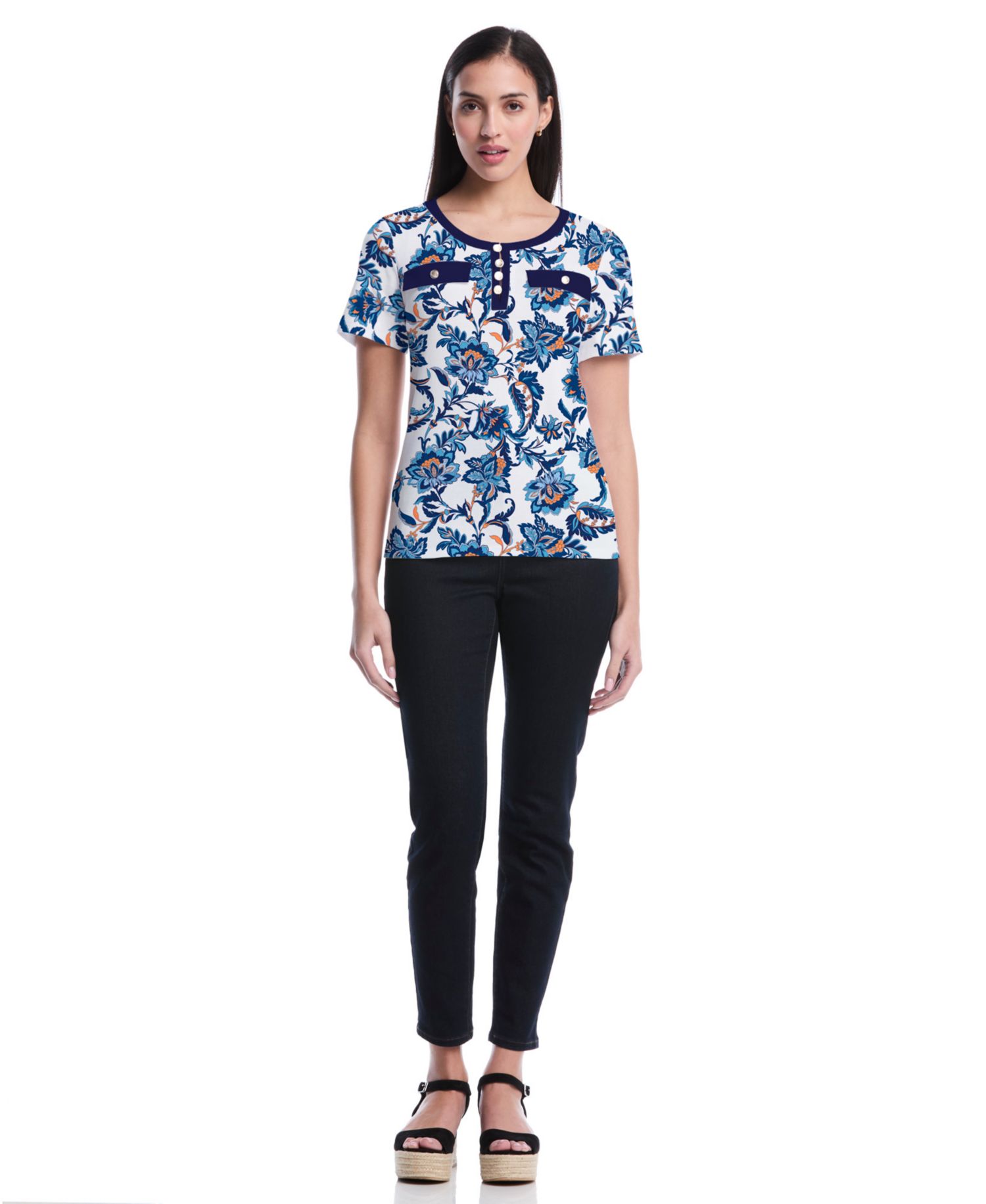 Petite Botanical Short-Sleeve Top