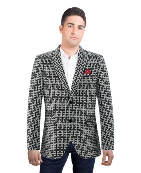 Мужская куртка Elie Balleh Slim Fit Blazer Sports Coat, цвет: Чёрный