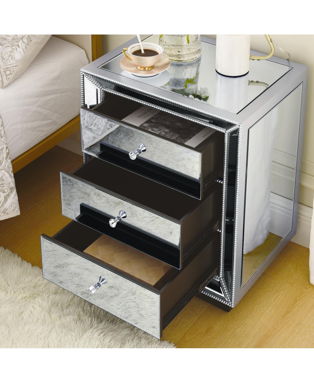 Streamdale Furniture Three drawer cabinet with bead mirror finish