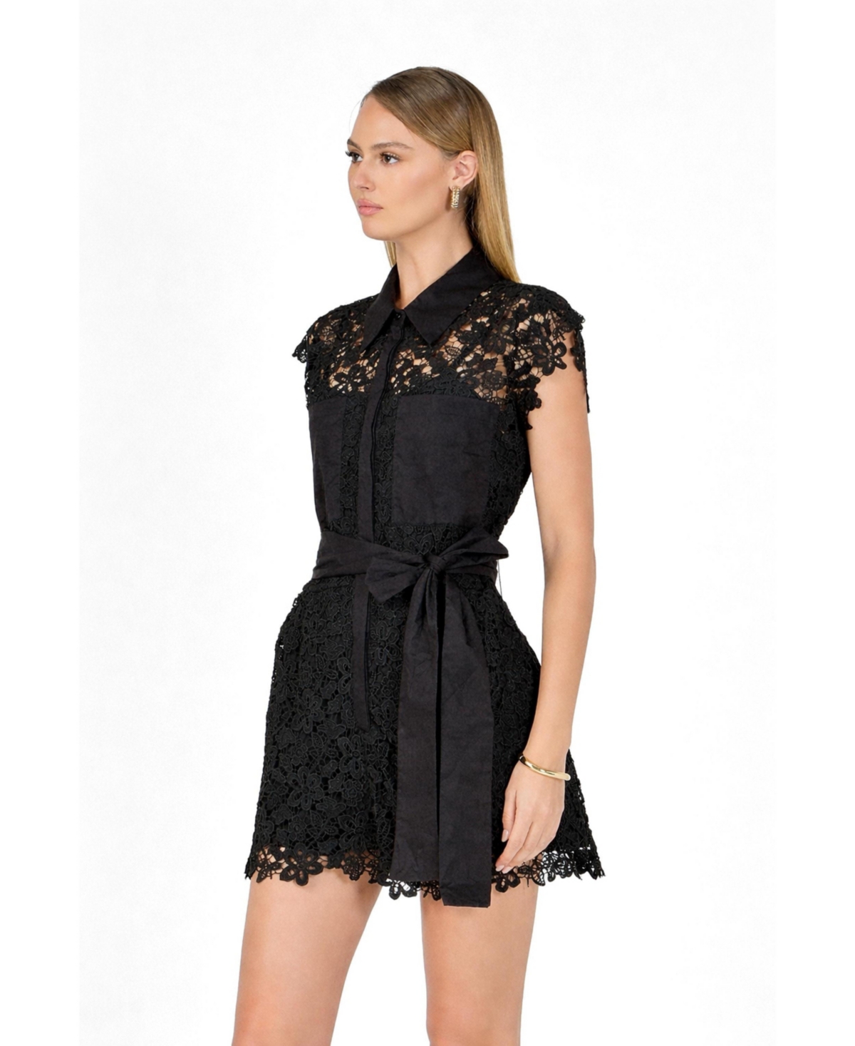 endless rose Women's lace tie waist romper