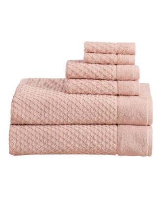  Cotton Diamond Waffle Texture 6pieces Bath Sheet Set