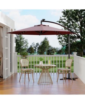10Feet Offset Cantilever Umbrella, Waterproof UV-Resistant, Adjustable Tilt, Steel Frame and Cross Base for Deck, Pool, Backyard