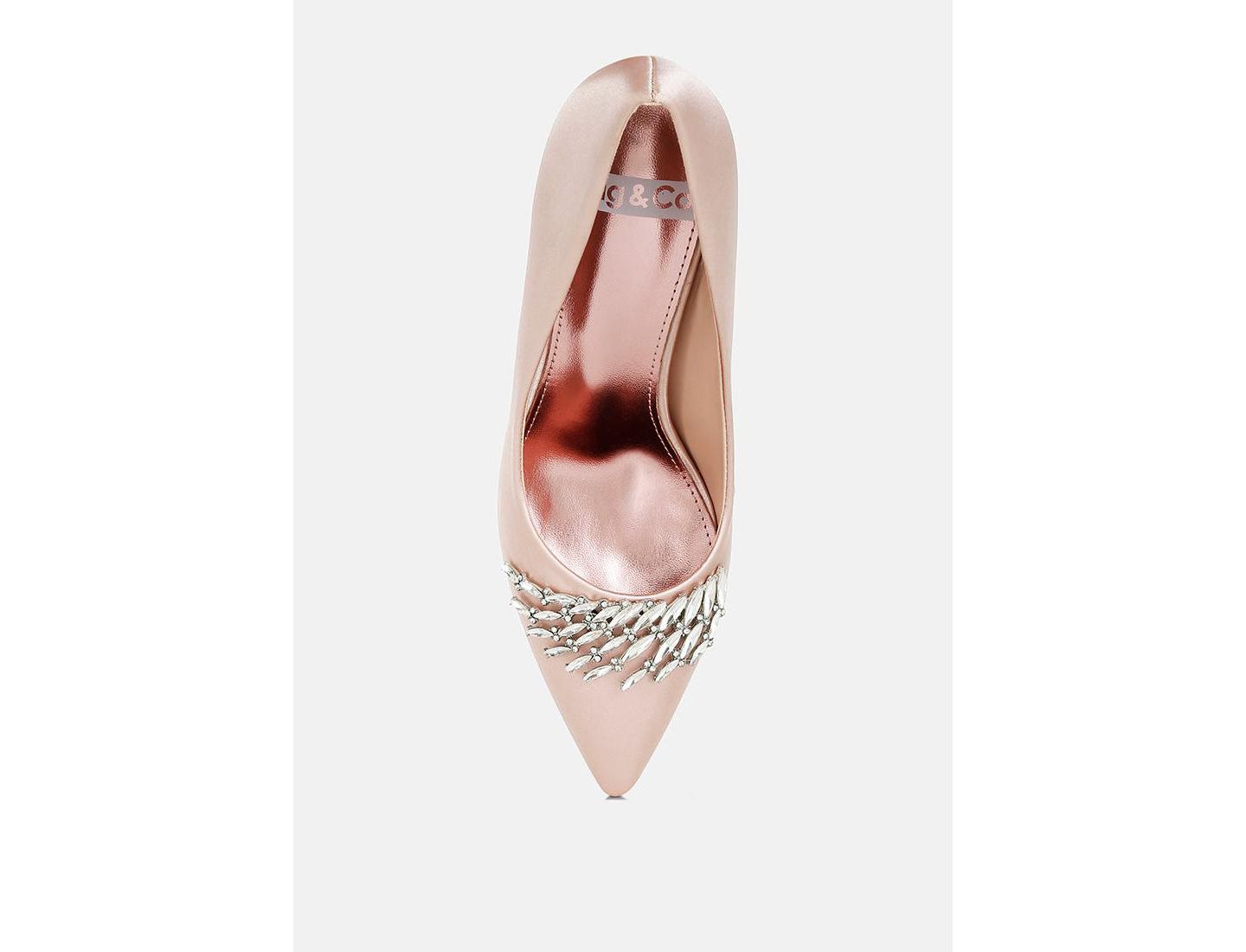 Женские туфли Rag & Co Rhodolia Diamante Brooch Detail Satin Pumps, цвет: Пудровый атласный — фото 4