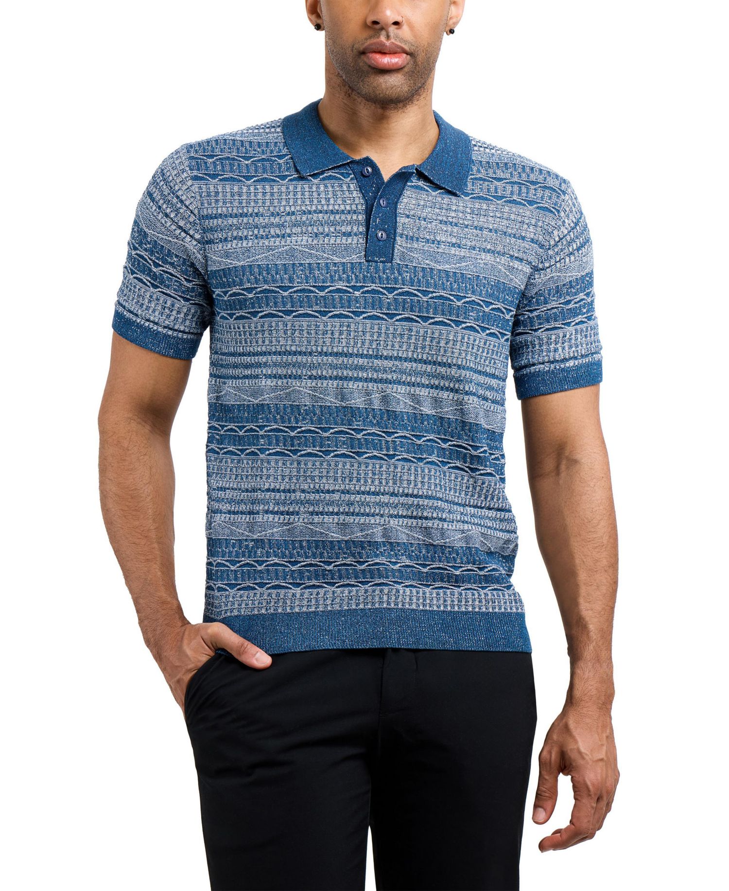 Men's Allover Jacquard Sweater Polo