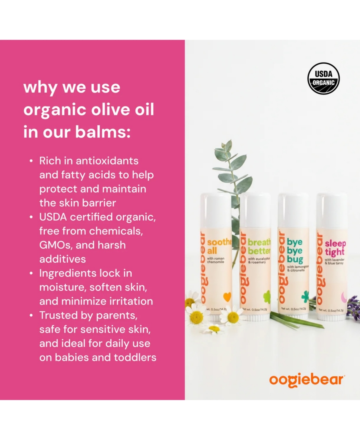 oogiebear Baby 4-Pack Organic Balm Collection